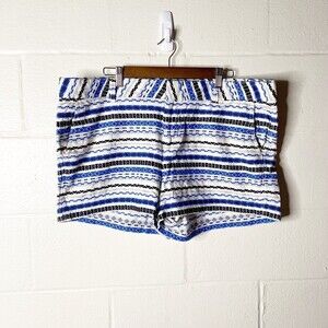 Khakis By Gap City Shorts Textured Stripe White Black Blue Size 18 Women 3 Inch